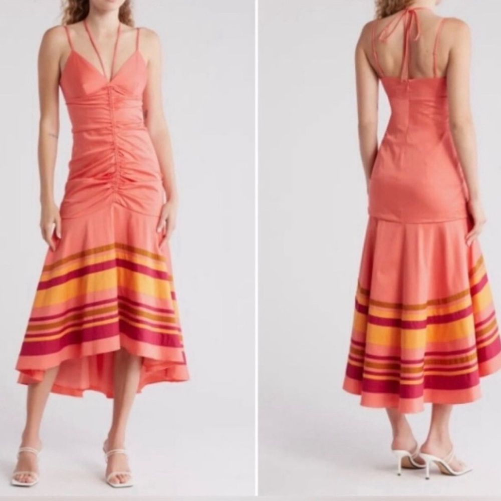 NWT - Veronica Beard Fitz High-Low Cotton Blend Midi Dress (size 2)